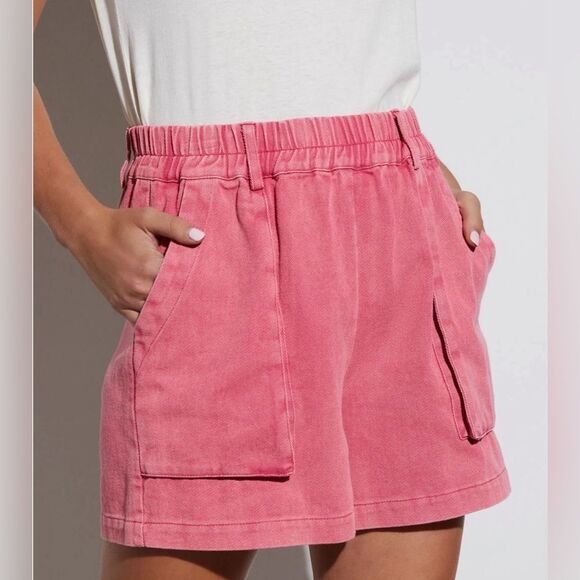 NWT VICI EXTRA LARGE PINK COTTON STETCH WAIST POCKETED SHORTS W16” - Picture 3 of 12